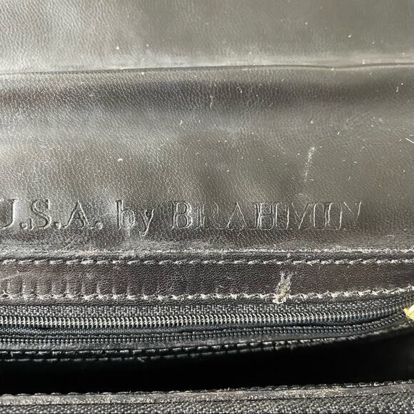 Vintage 1980s Brahmin Shoulder Bag Smooth and Croc Leather Black Brown GUC - Picture 6 of 16